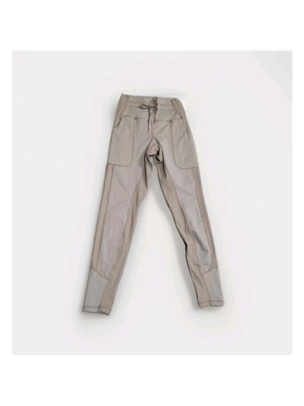 Glyder High Rise Drawstring Street Leggings Womens XS With Pockets Taupe Gray